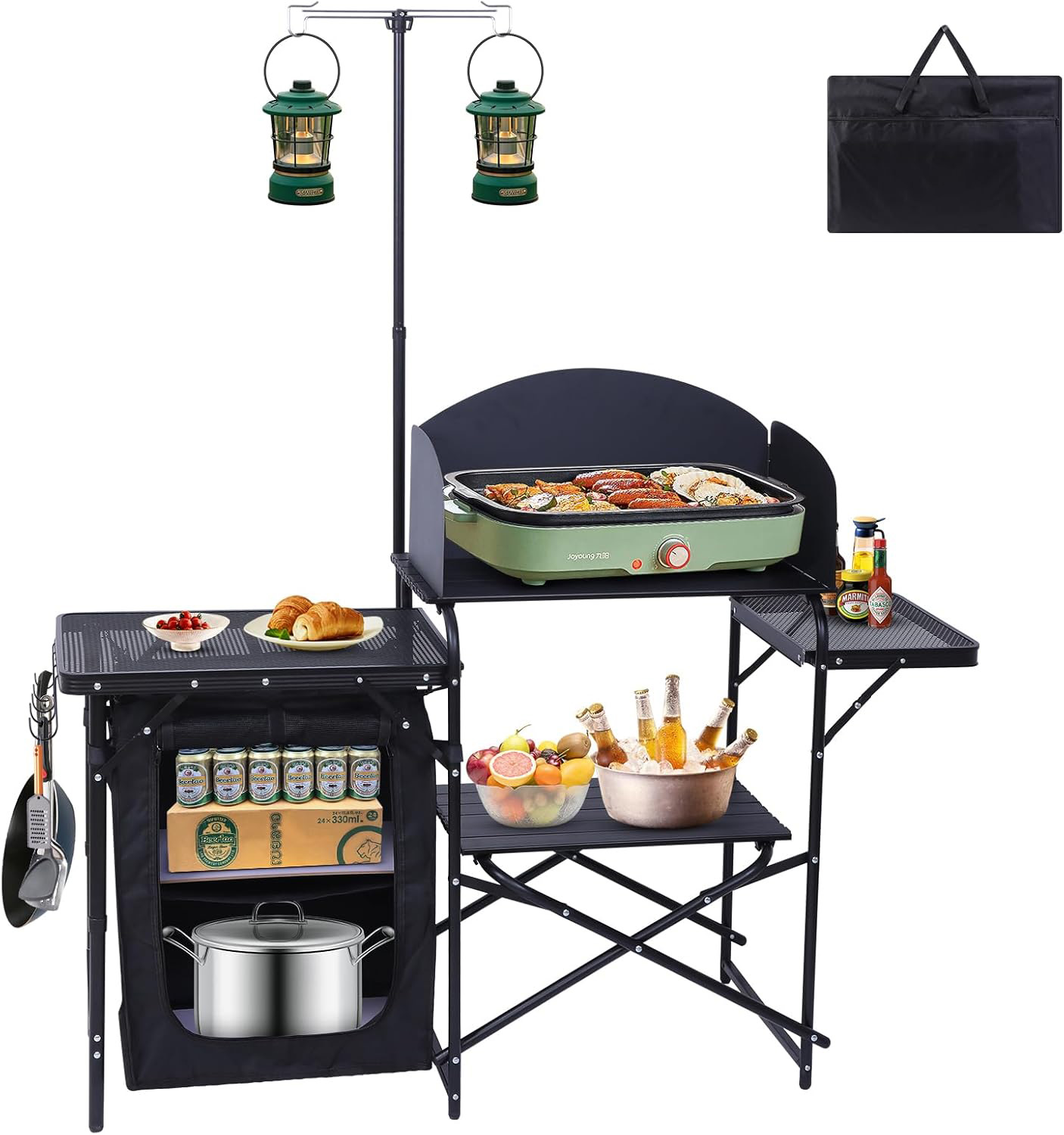 Camping Cooking Table With Windshield - Кемпинговая кухонная станция, складной стол и