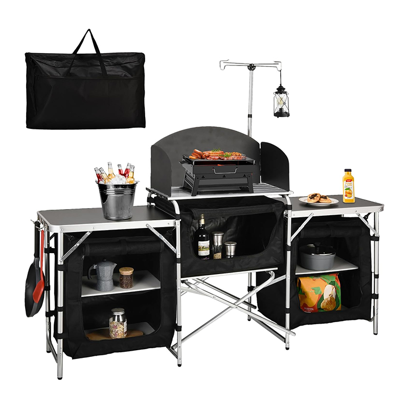 Camping Cooking Table With Windshield - Универсальные 3 шкафа на заказ, съемное