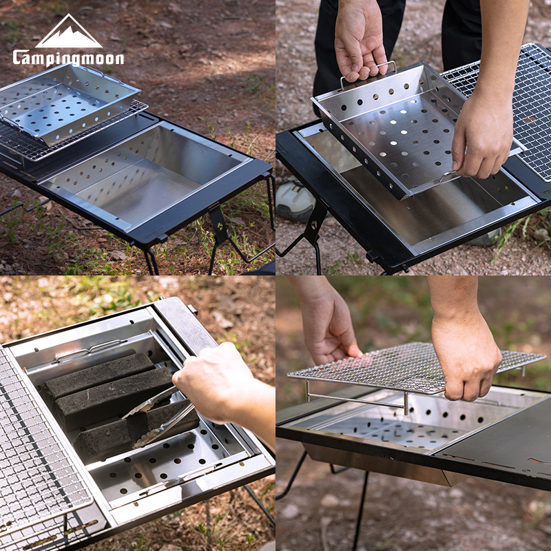 Camping Cooking Table With Windshield - CAMPINGMOON UG-1 IGT угольный гриль ветрозащитная