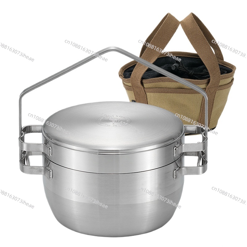 Camping Hanging Cooking Pot - Утолщенная походная кастрюля-сковорода DO-25 из нержавеющей