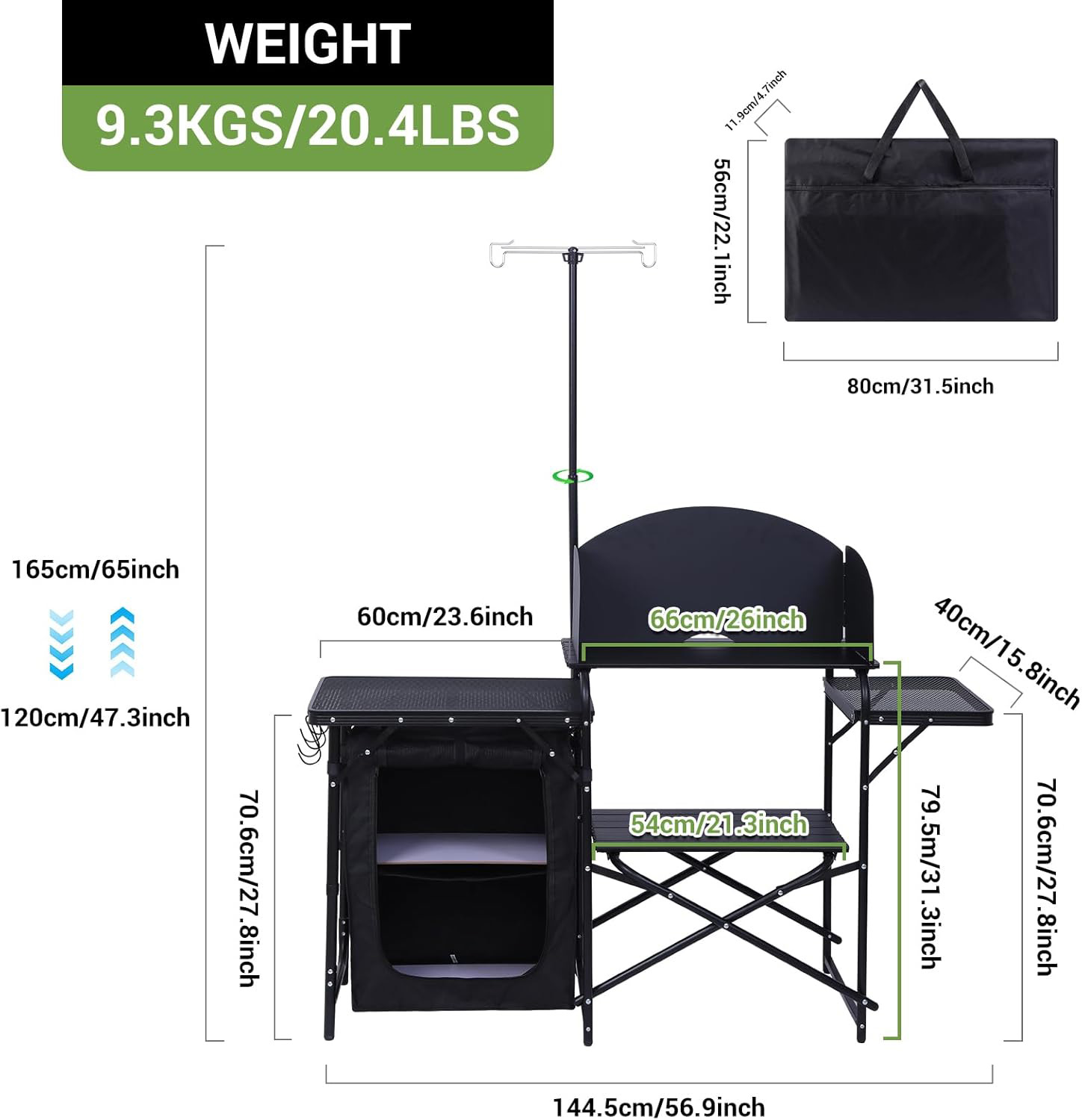 Camping Cooking Table With Windshield - Кемпинговая кухонная станция, складной стол и