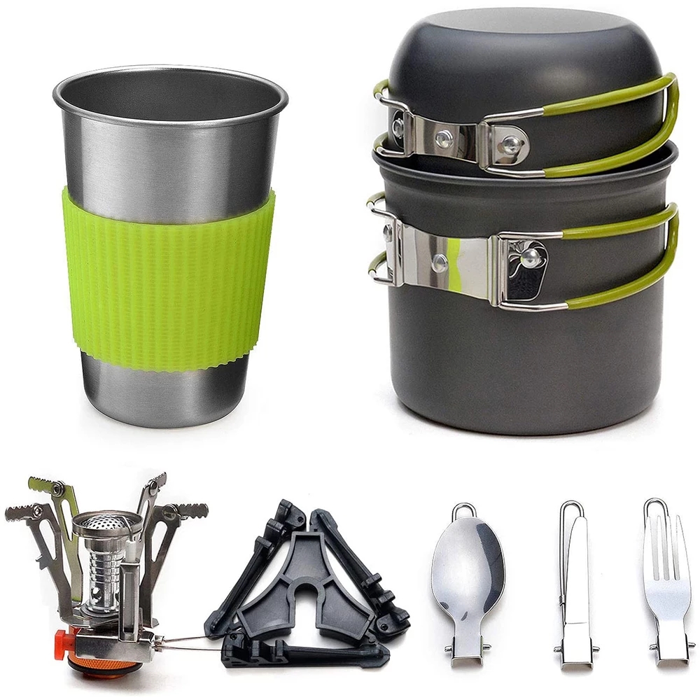 Camping Cooking Gear Set - Набор посуды для кемпинга с плитой,