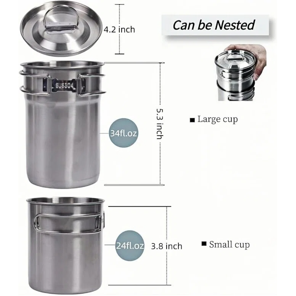 Складные походные кружки и чаш – обзор и цена Camping Cooking Pot Stainless Steel