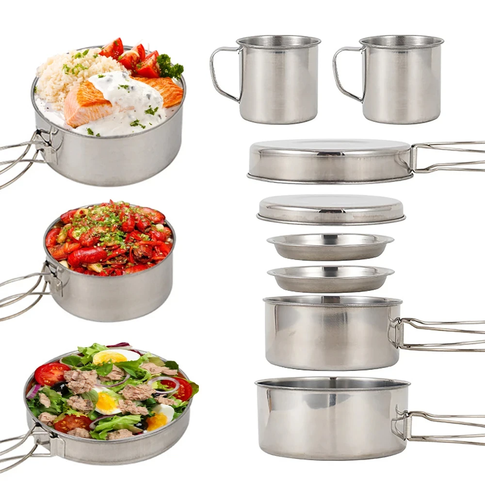 8 шт./компл. посуда для кемпин – обзор и цена Camping Cooking Gear Set