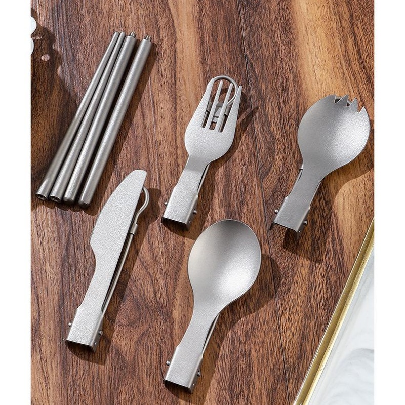 Титановый складной набор столо – обзор и цена Camping Cooking And Cutlery Set