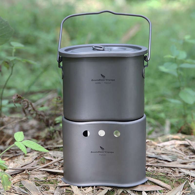 Набор посуды из титана Boundle – обзор и цена Camping Hanging Cooking Pot