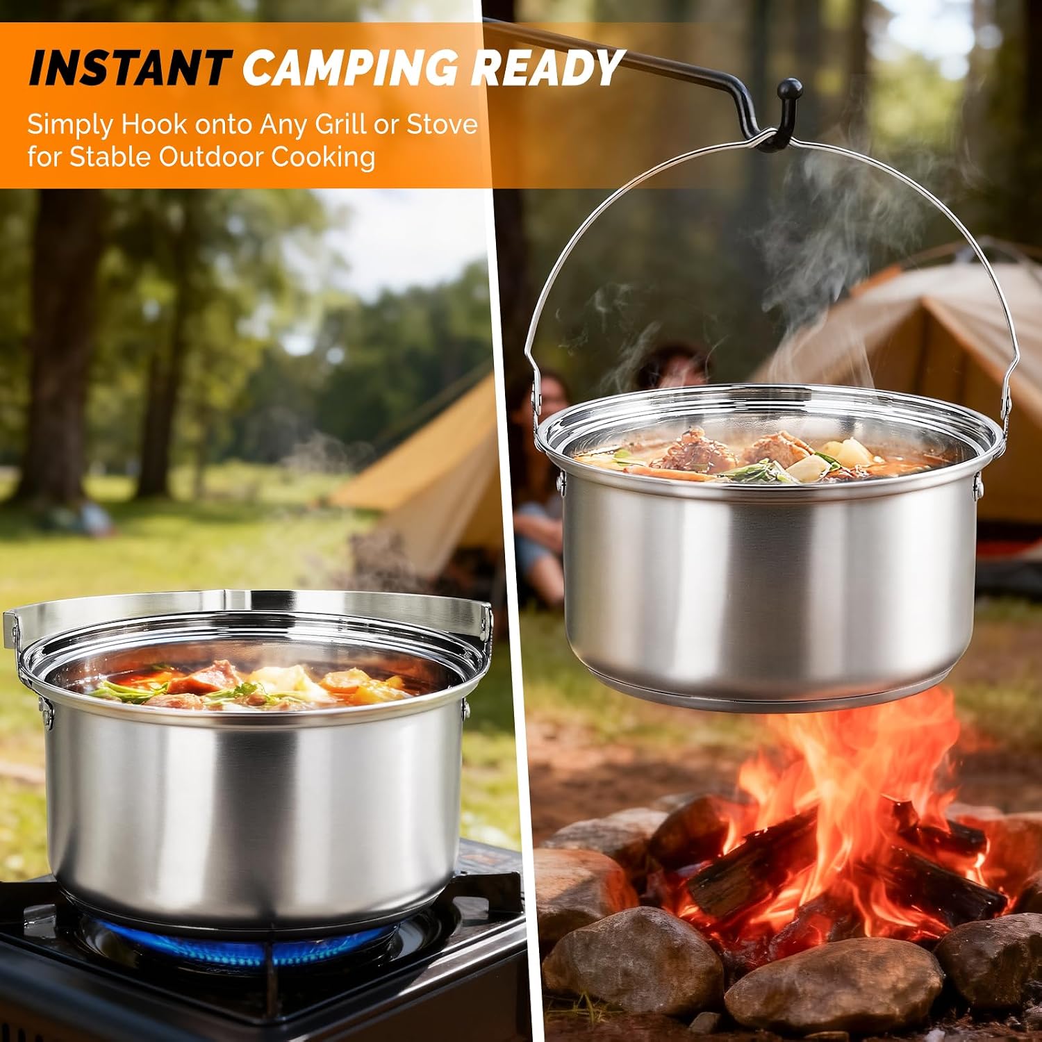 Набор посуды из 6 предметов, л – обзор и цена Camping Cooking Pot Stainless Steel