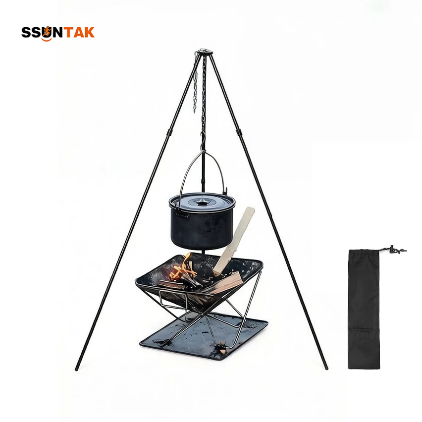 Портативная разборная подставк – обзор и цена Camping Hanging Cooking Pot
