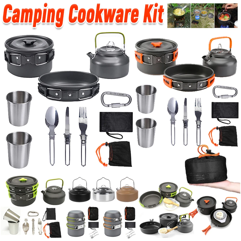 Набор походной посуды: чайник, – обзор и цена Camping Cooking Pot Stainless Steel